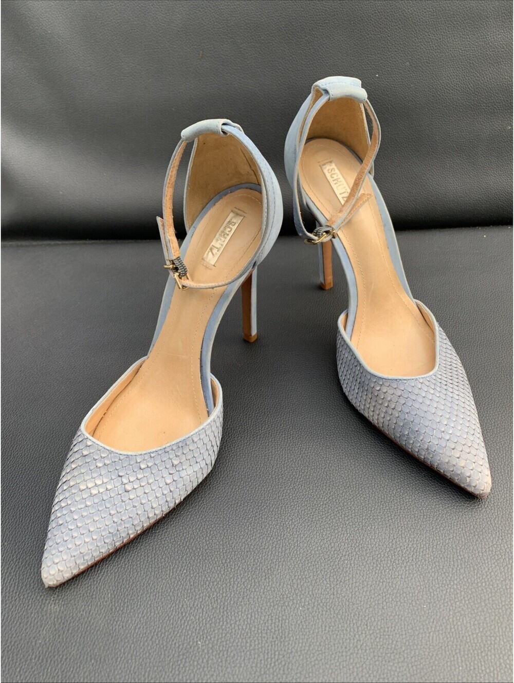 Schultz Light Blue Heels Sandals Pumps Pointed Toe Sz 8.5 - Picture 4 of 10